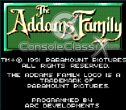 Addams Family Gamegear Screenshot Screenshot 1
