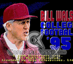 Bill Walsh College Football 95 Genesis Screenshot Screenshot 1