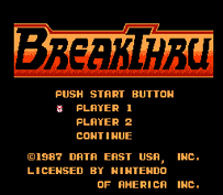 breakthru nes usa roms 1987 east data title screen rom launchbox coolrom uploaded