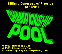 Championship Pool Genesis Screenshot Screenshot 1