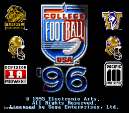 College Football USA 96 screen shot 1 1
