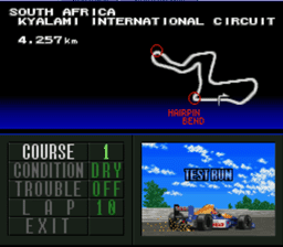 F1 Pole Position SNES Screenshot 2