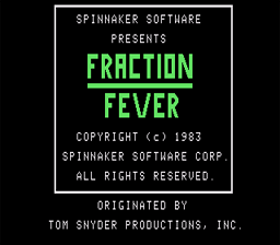 Fraction Fever Colecovision Screenshot Screenshot 1