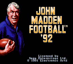 John Madden Football 92 Genesis Screenshot Screenshot 1