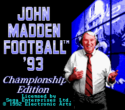 John Madden Football 93: Championship Edition Genesis Screenshot Screenshot 1