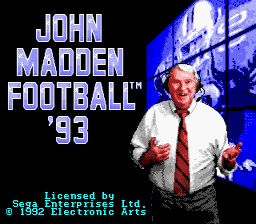John Madden Football 93 Sega Genesis Screenshot 1