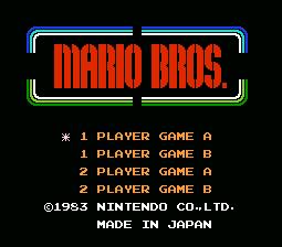 Mario Brothers NES Screenshot 1