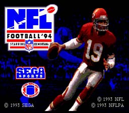 NFL Football 94 Starring Joe Montana Genesis Screenshot Screenshot 1