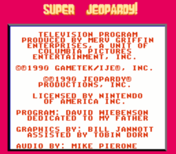 Super Jeopardy NES Screenshot 1