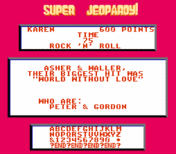 Super Jeopardy NES Screenshot Screenshot 3