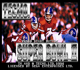 Tecmo Super Bowl 2 Genesis Screenshot Screenshot 1